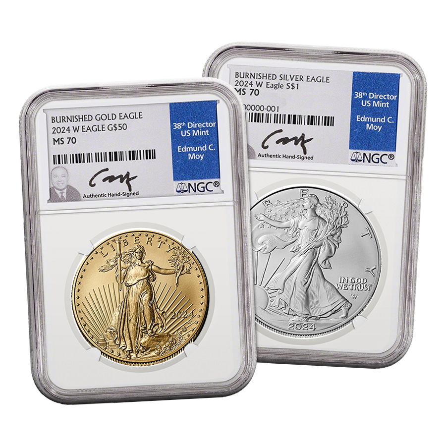 2024 Gold and Silver American Eagle Burnished Mint State 70