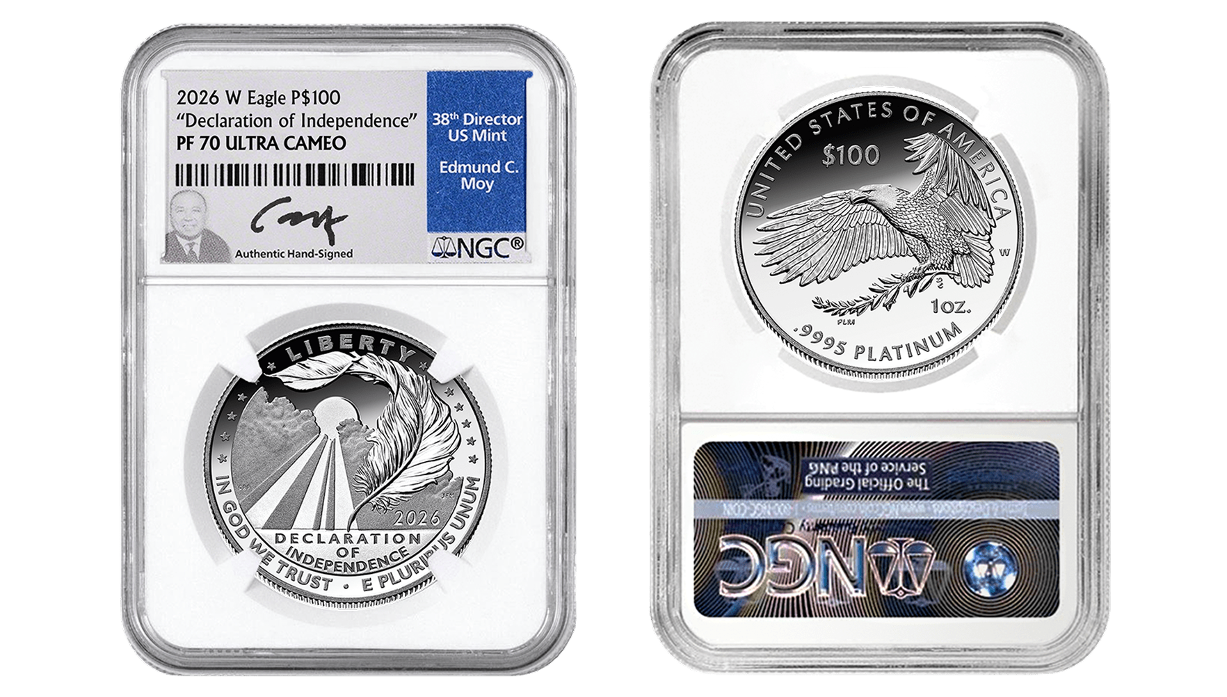 2026 Platinum American Eagle PF70 signed by Ed Moy
